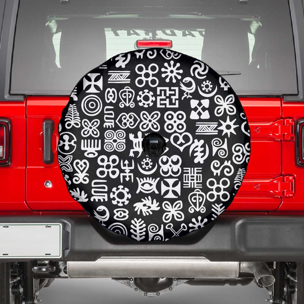 African Adinkra Spare Tire Cover - Mixed Pattern Symbols