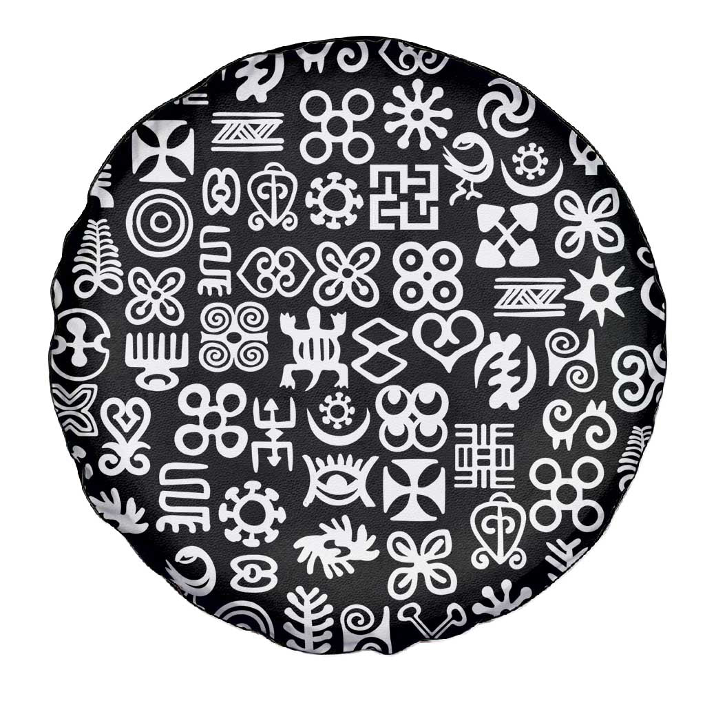 African Adinkra Spare Tire Cover - Mixed Pattern Symbols