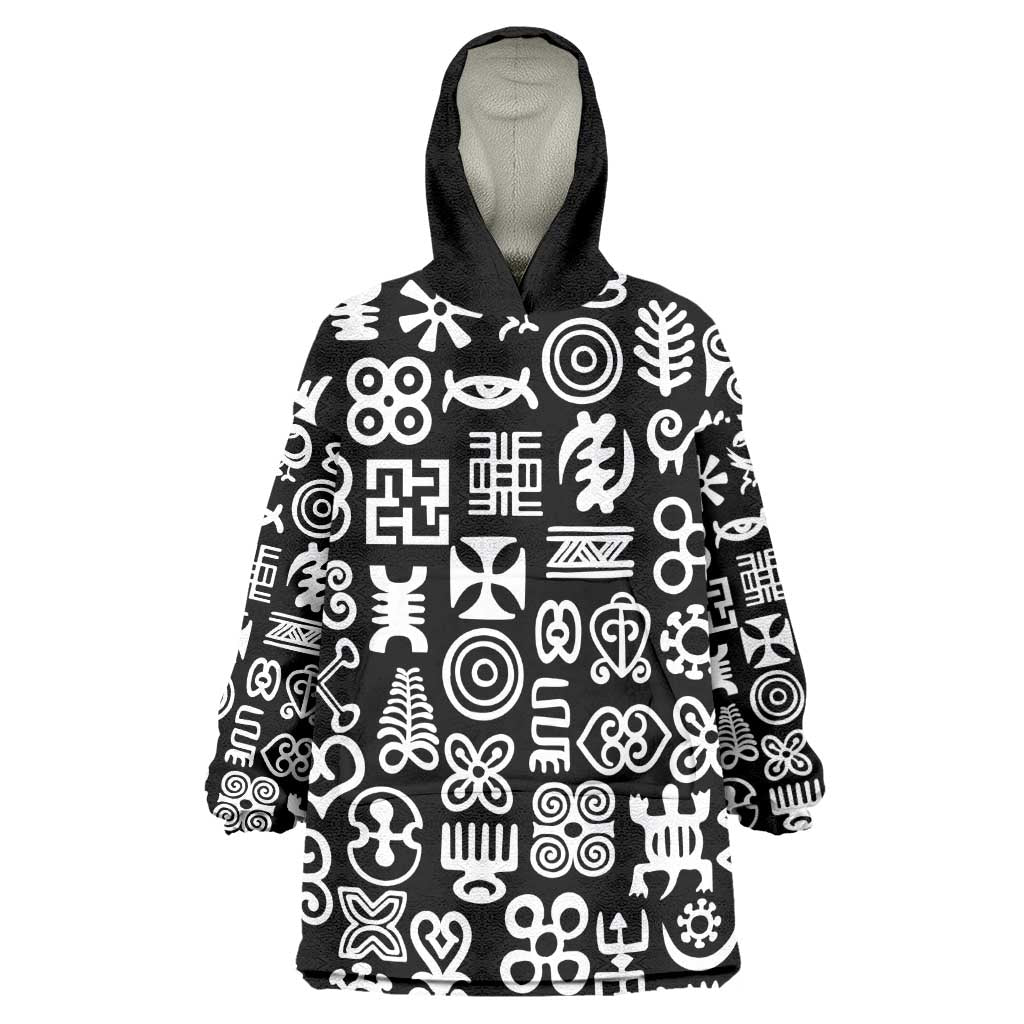 African Adinkra Wearable Blanket Hoodie - Mixed Pattern Symbols