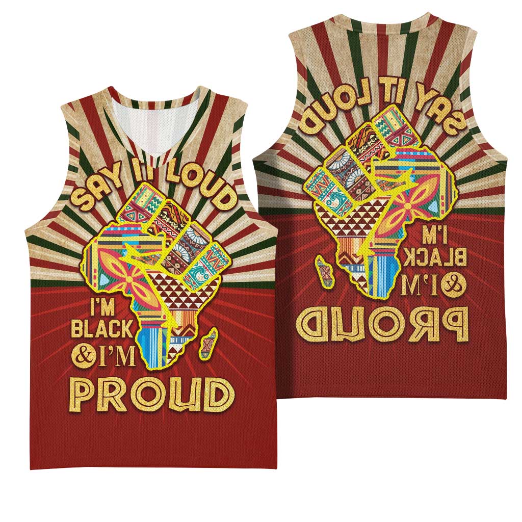 Proud African Basketball Jersey - Hand Up Africa Map Art - African Pride