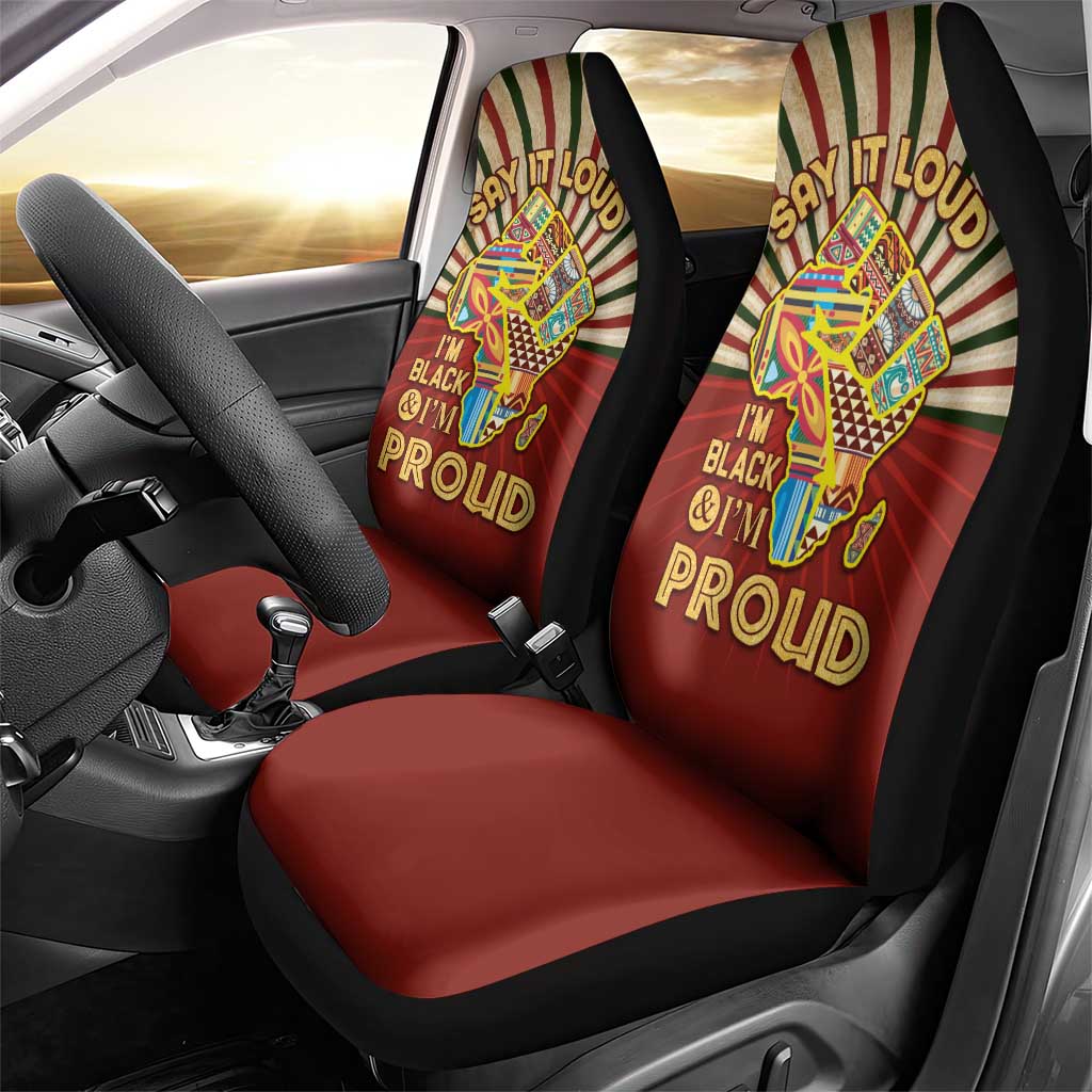 Proud African Car Seat Cover - Hand Up Africa Map Art