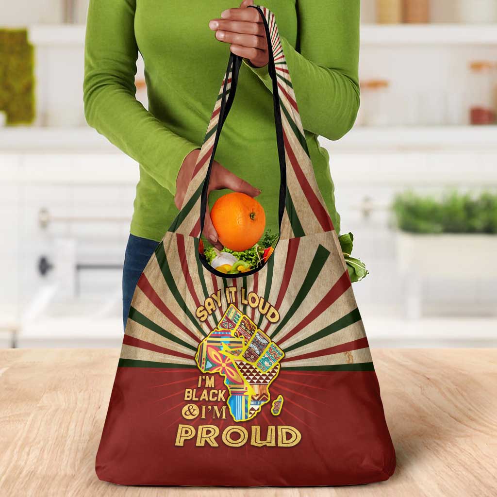 Proud African Grocery Bag - Hand Up Africa Map Art