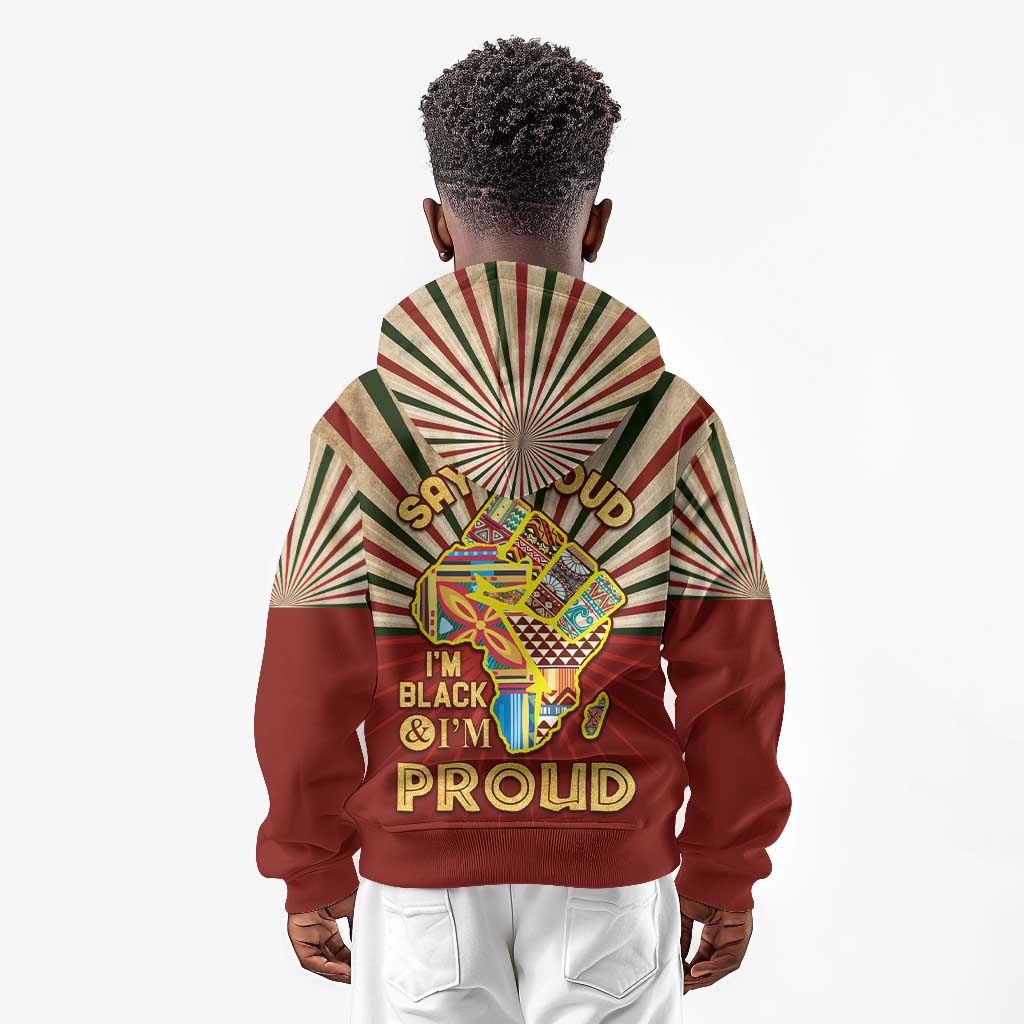 Proud African Kid Hoodie - Hand Up Africa Map Art