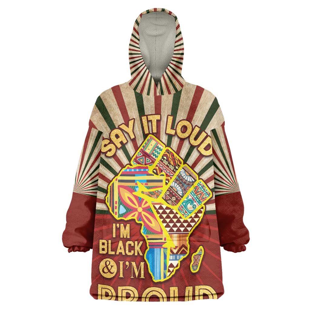 Proud African KId Wearable Blanket Hoodie - Hand Up Africa Map Art