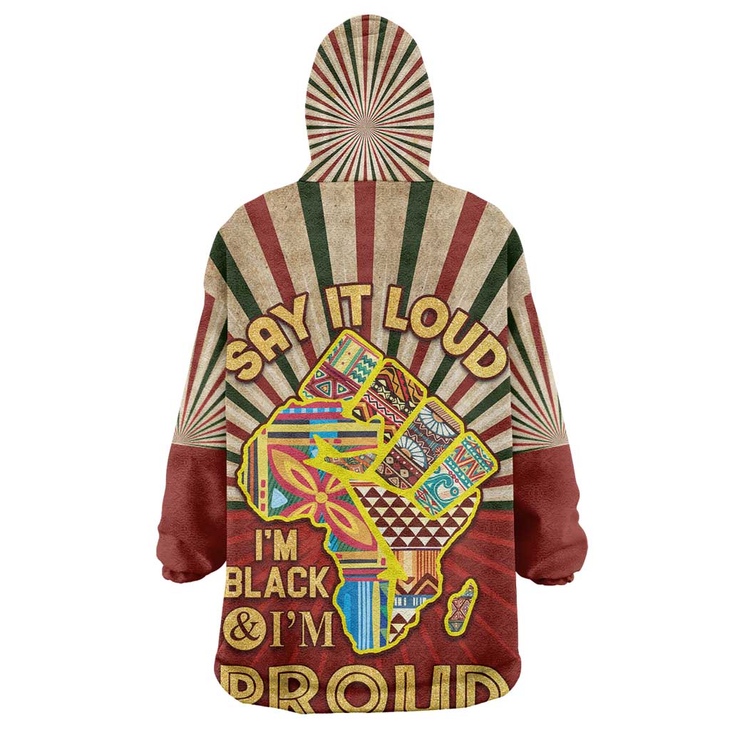 Proud African KId Wearable Blanket Hoodie - Hand Up Africa Map Art