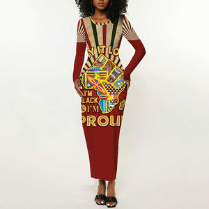 Proud African Long Sleeve Bodycon Dress - Hand Up Africa Map Art DT02