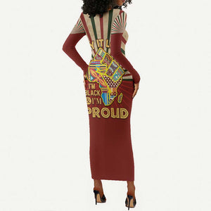 Proud African Long Sleeve Bodycon Dress - Hand Up Africa Map Art DT02