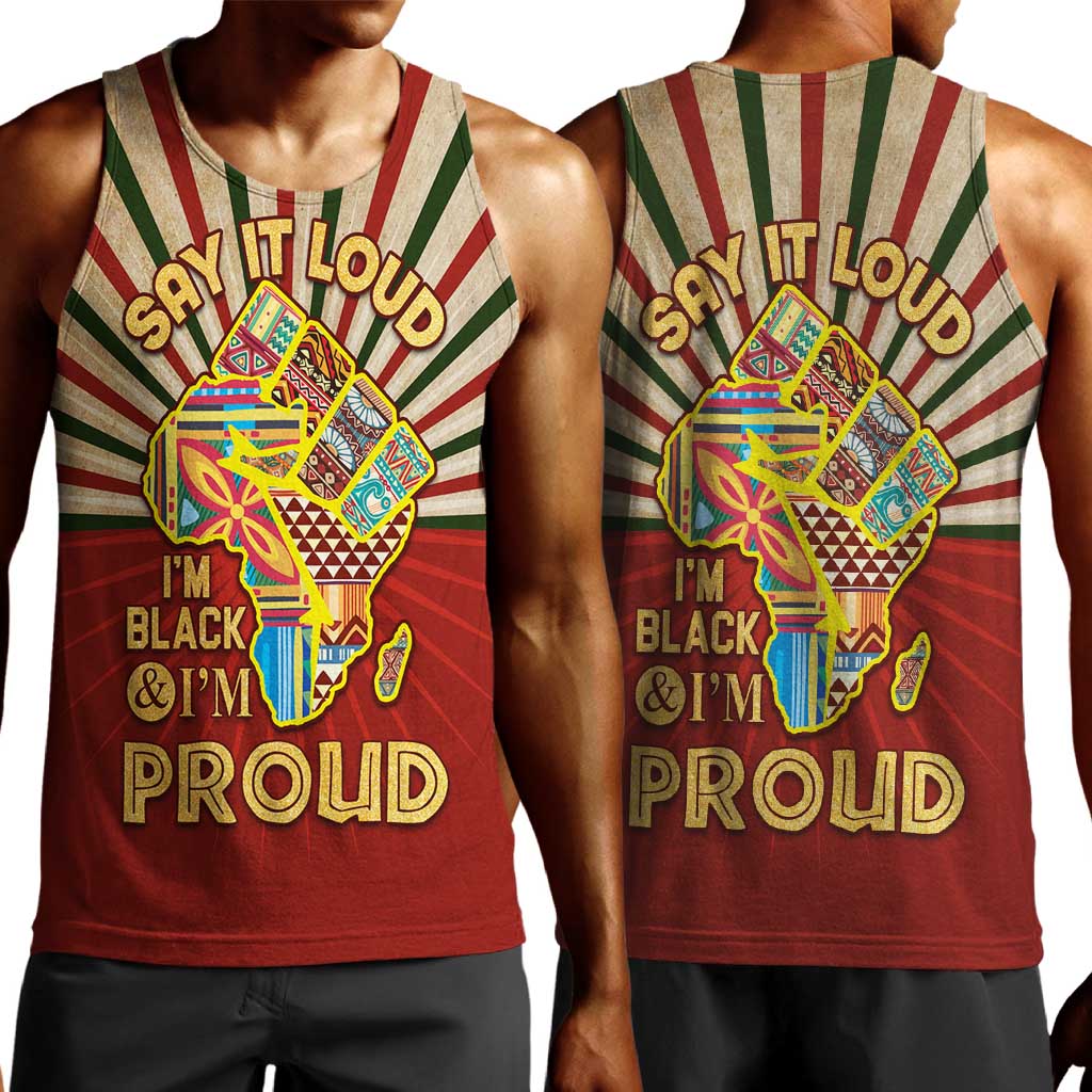 Proud African Men Tank Top - Hand Up Africa Map Art