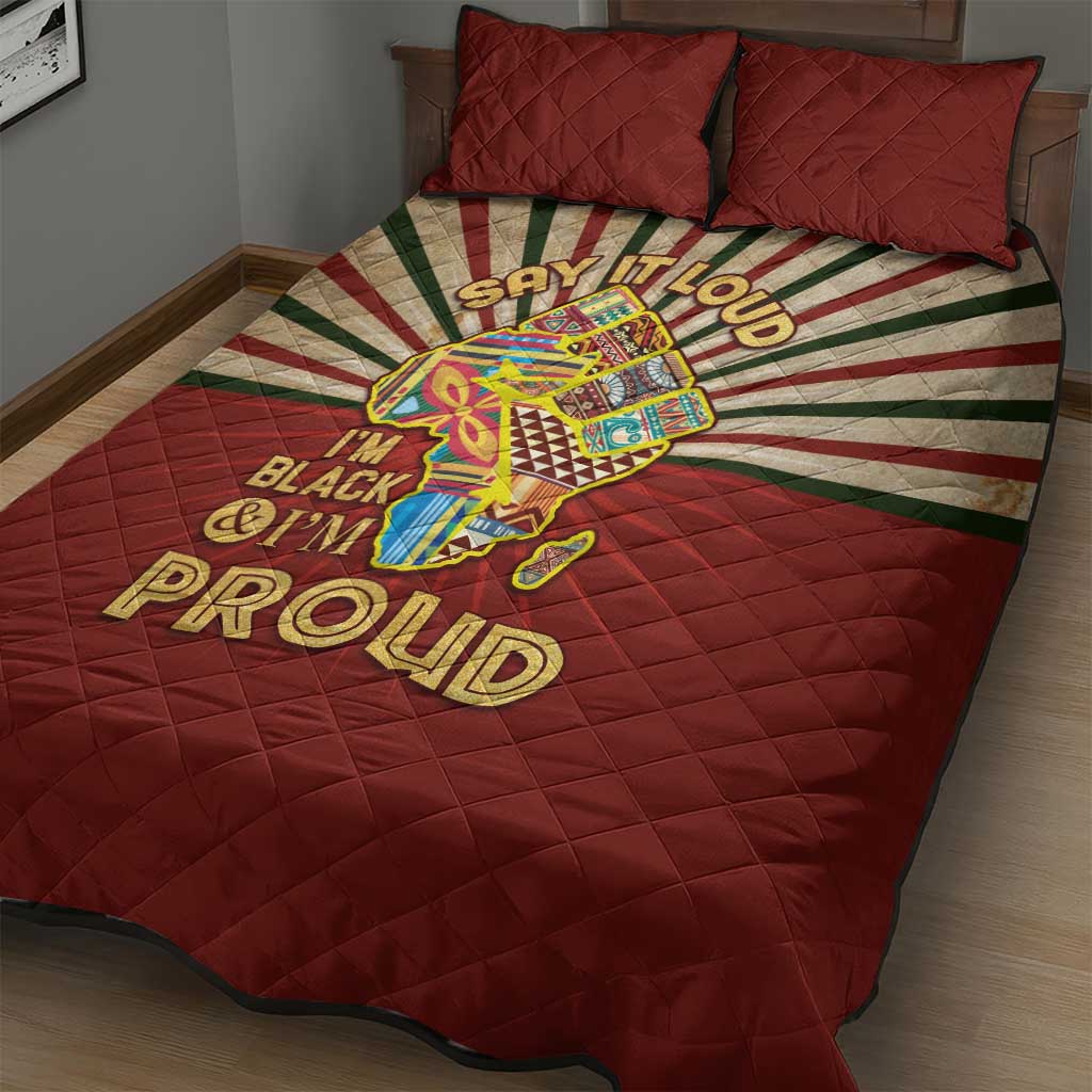Proud African Quilt Bed Set - Hand Up Africa Map Art