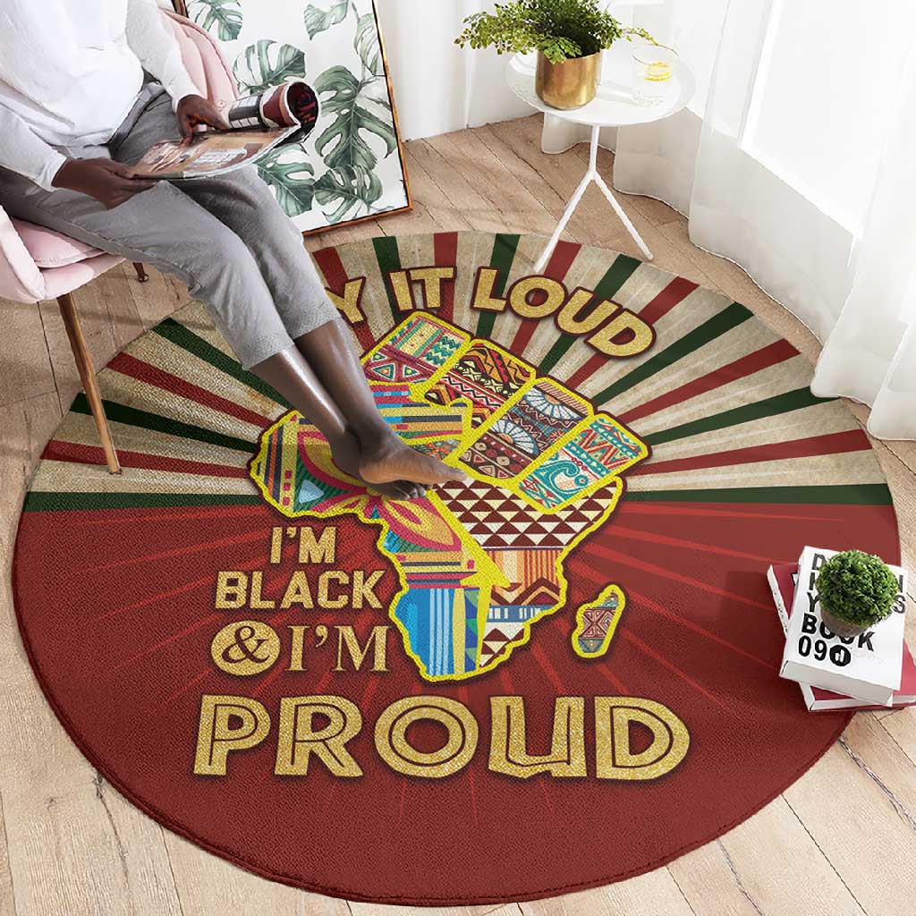 Proud African Round Carpet - Hand Up Africa Map Art