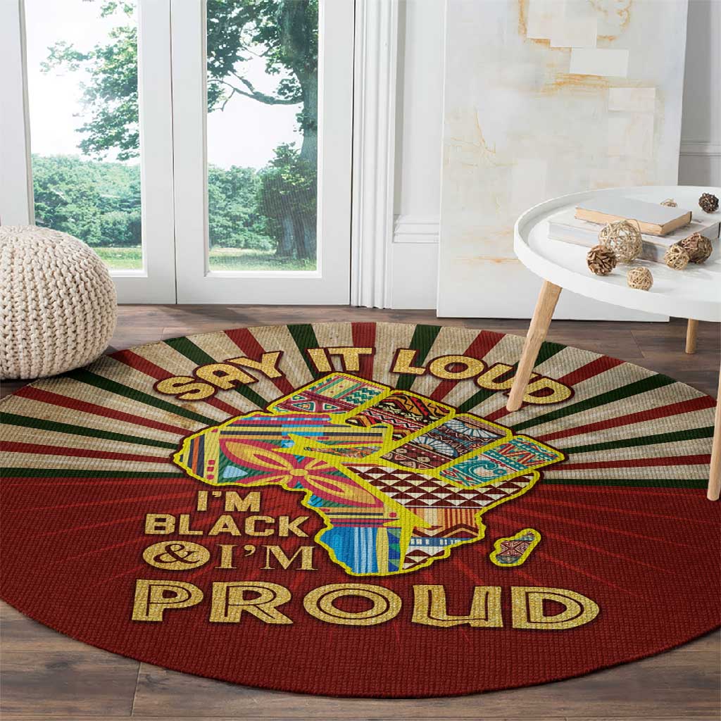 Proud African Round Carpet - Hand Up Africa Map Art