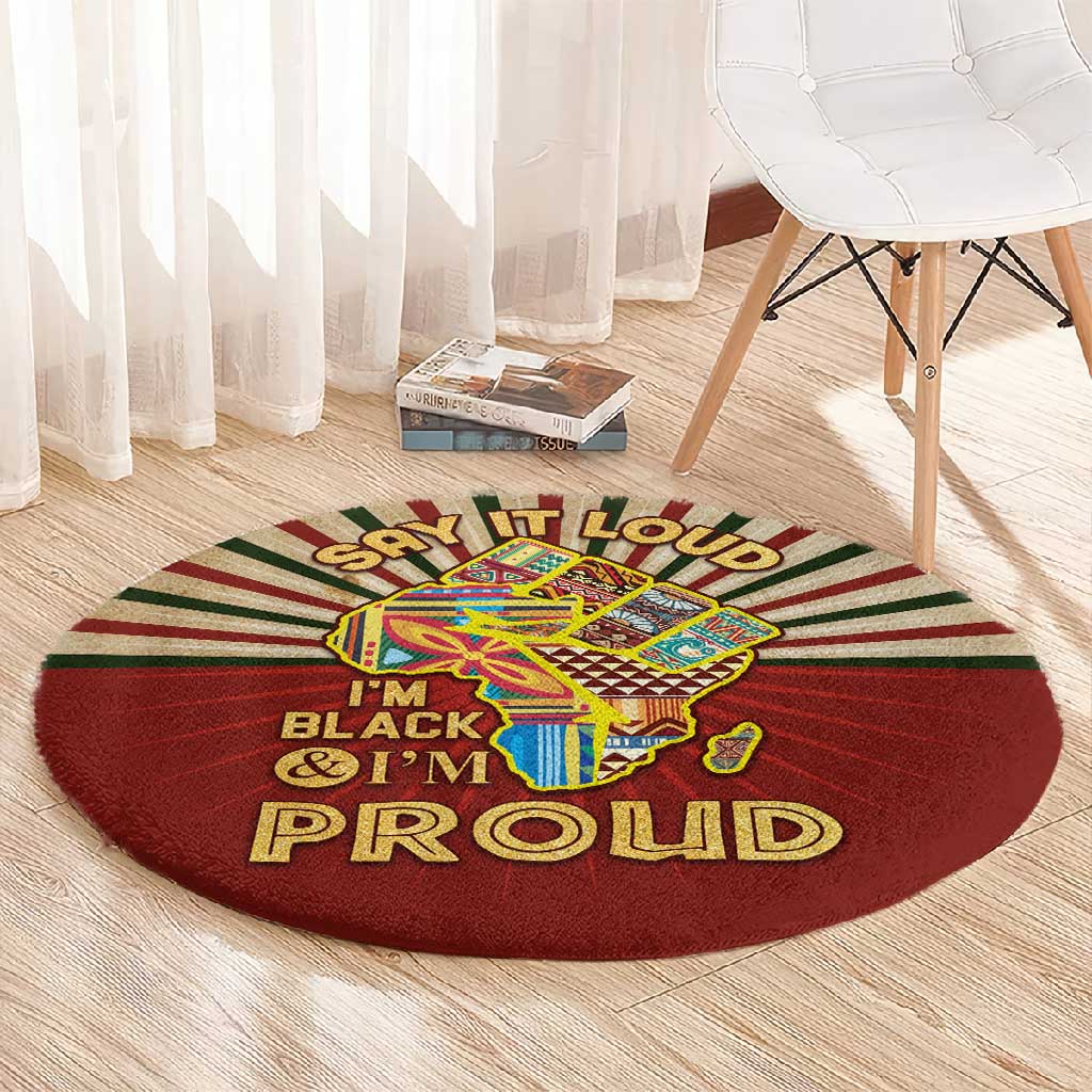 Proud African Round Carpet - Hand Up Africa Map Art