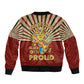 Proud African Sleeve Zip Bomber Jacket - Hand Up Africa Map Art