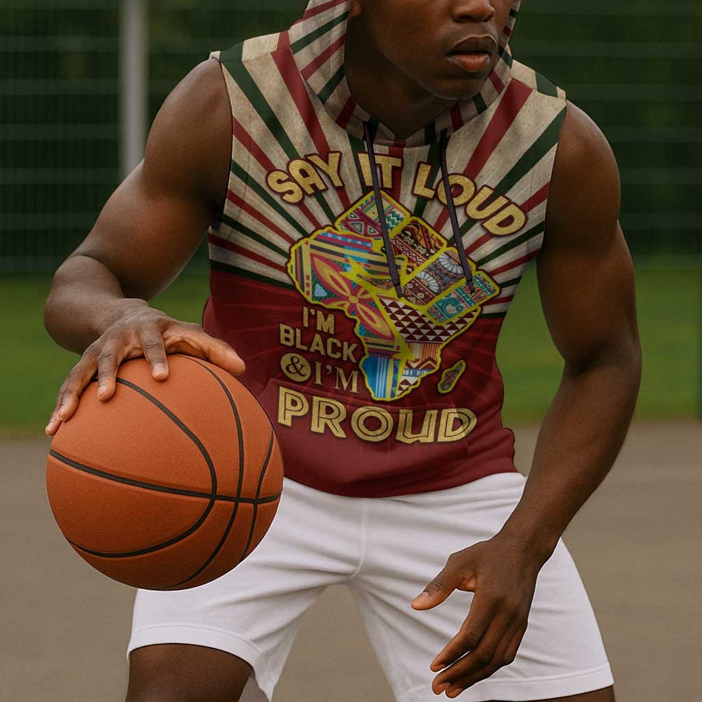 Proud African Sleeveless Hoodie - Hand Up Africa Map Art - African Pride