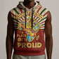 Proud African Sleeveless Hoodie - Hand Up Africa Map Art - African Pride