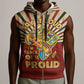 Proud African Sleeveless Zip Hoodie - Hand Up Africa Map Art - African Pride
