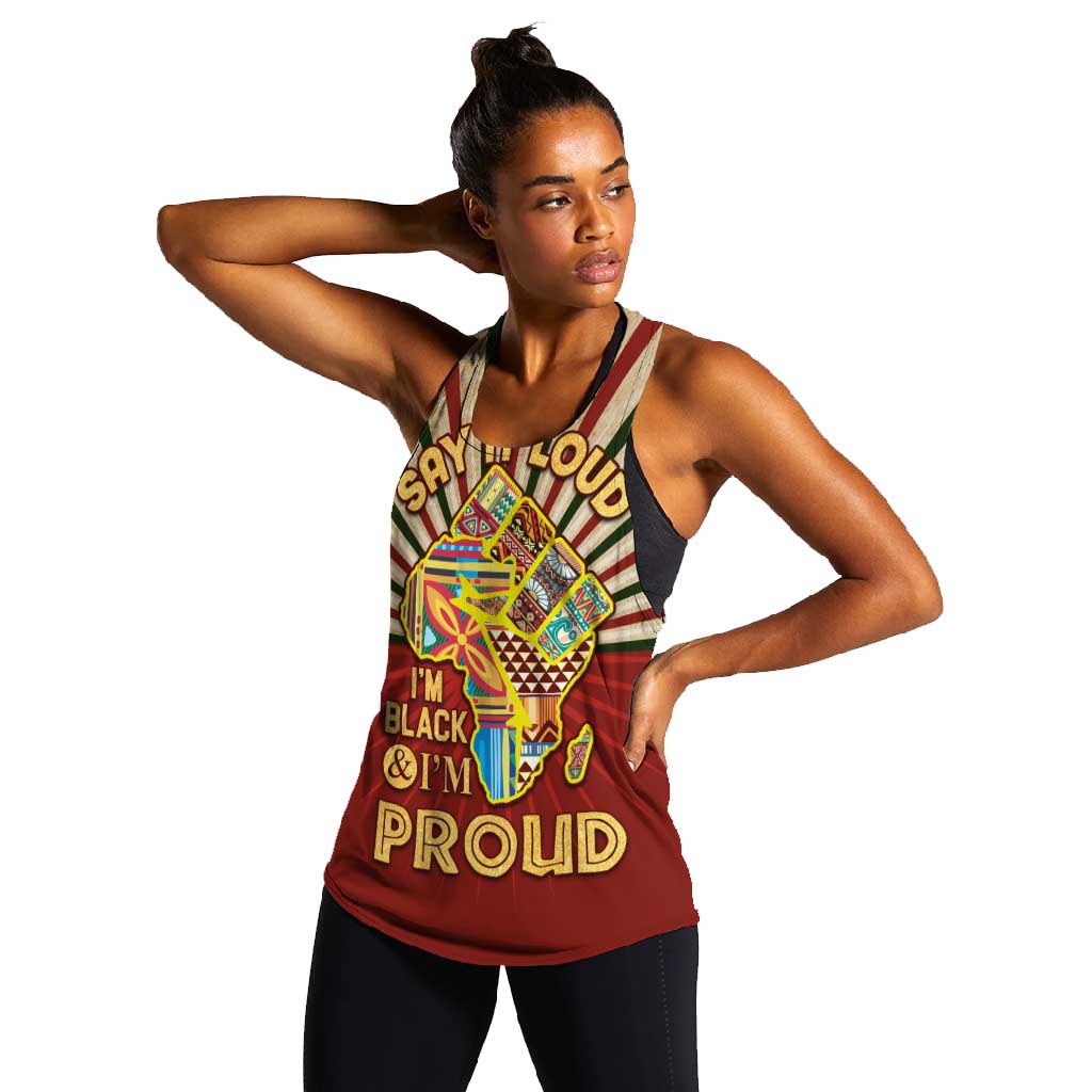 Proud African Women Racerback Tank - Hand Up Africa Map Art
