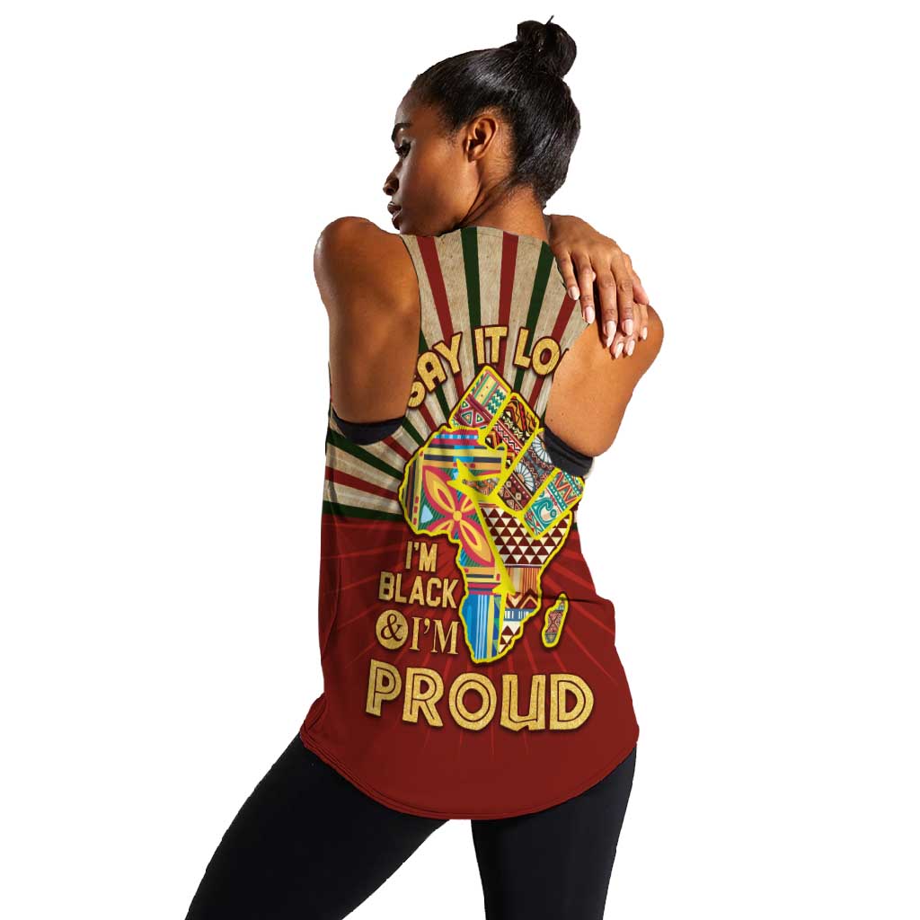 Proud African Women Racerback Tank - Hand Up Africa Map Art