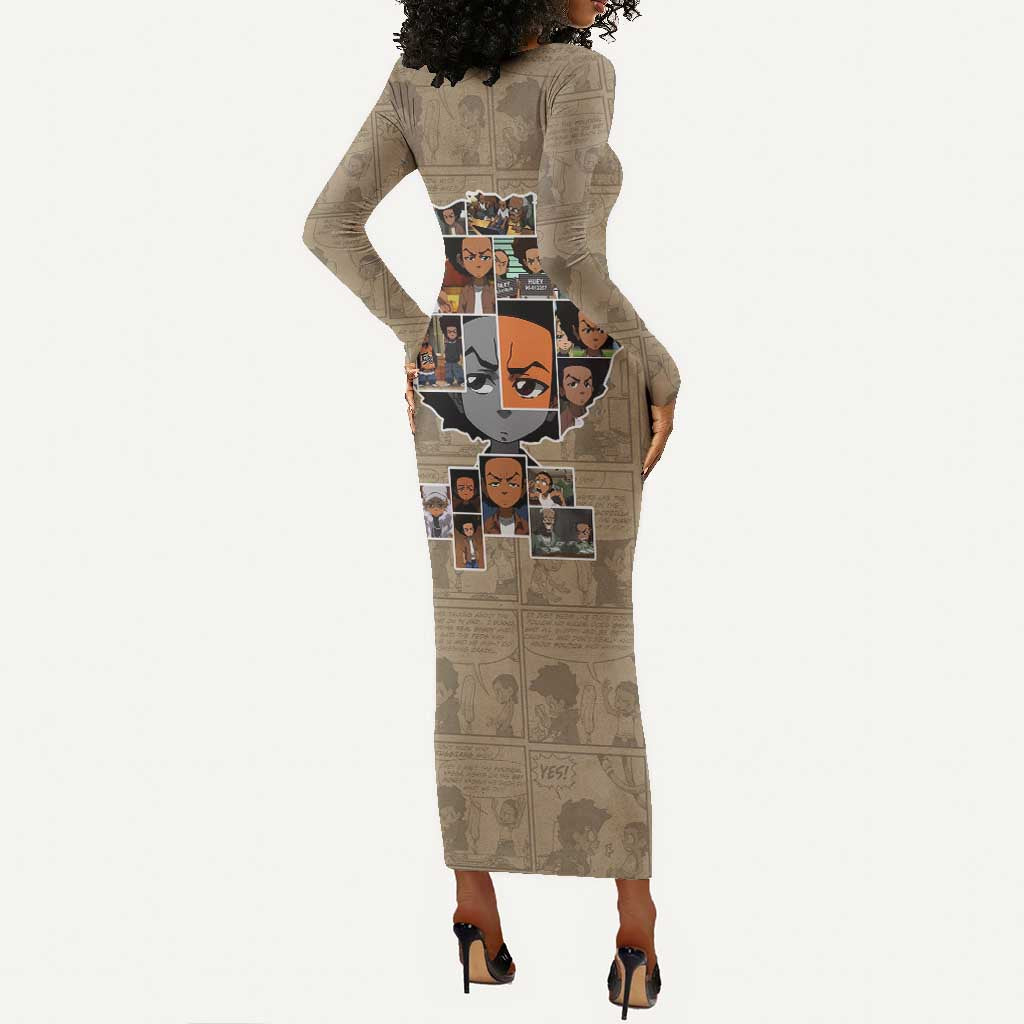 Honoring Huey Freeman - African American Long Sleeve Bodycon Dress DT02