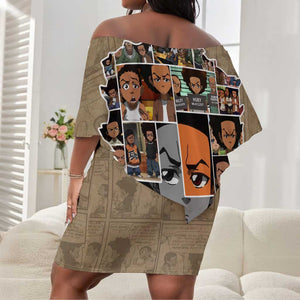 Honoring Huey Freeman - African American Off Shoulder Short Dress
