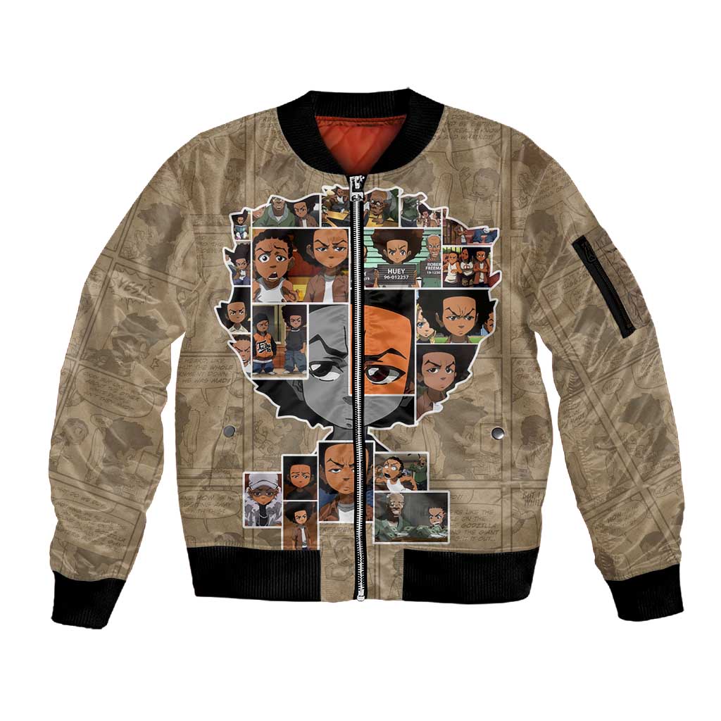 Honoring Huey Freeman - African American Sleeve Zip Bomber Jacket