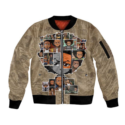 Honoring Huey Freeman - African American Sleeve Zip Bomber Jacket