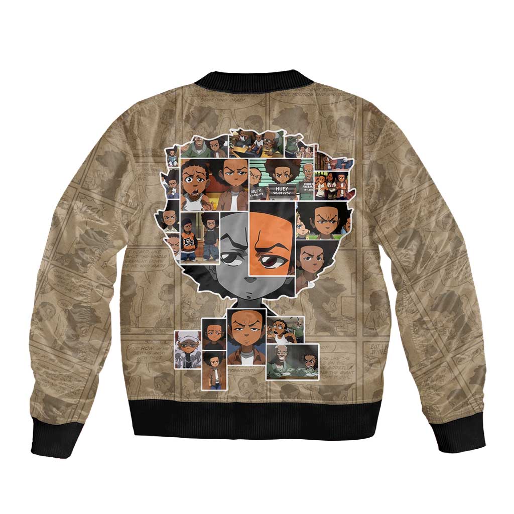 Honoring Huey Freeman - African American Sleeve Zip Bomber Jacket