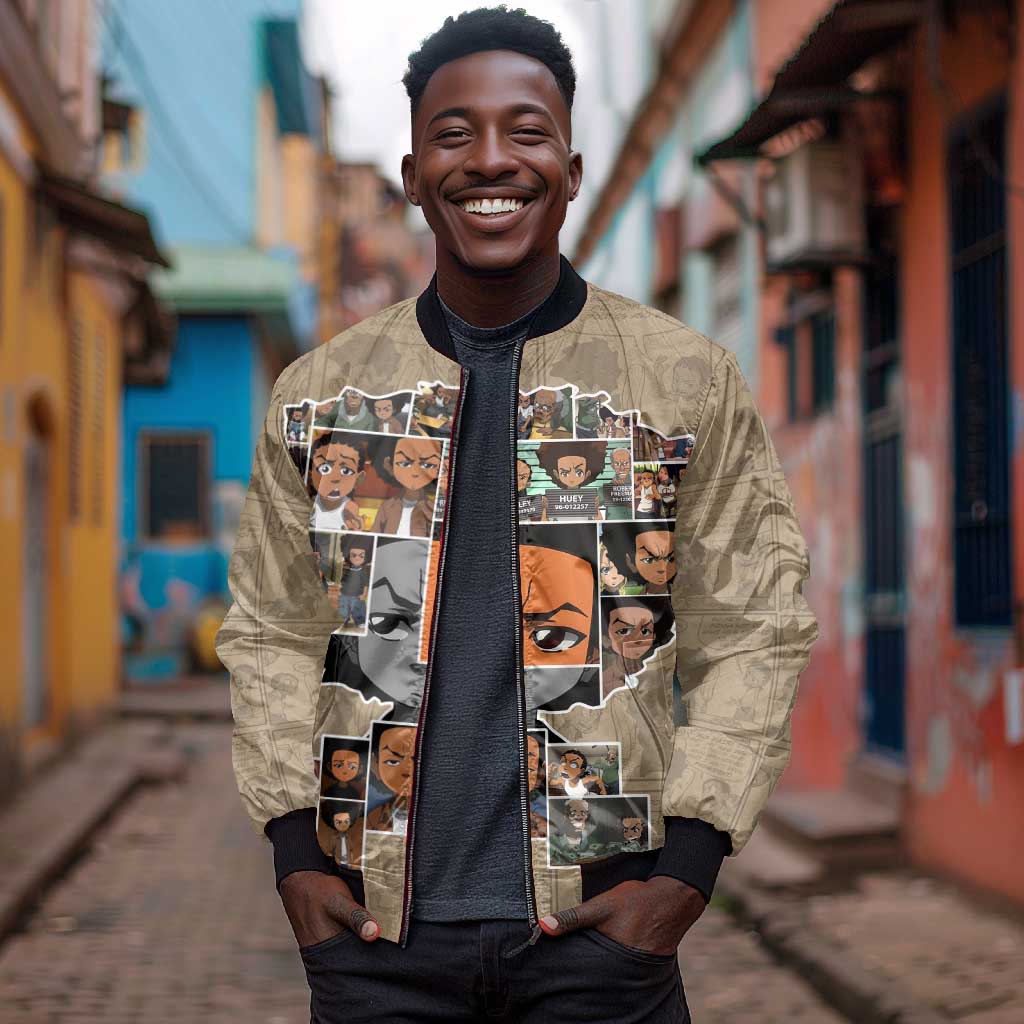 Honoring Huey Freeman - African American Sleeve Zip Bomber Jacket