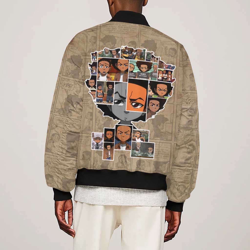Honoring Huey Freeman - African American Sleeve Zip Bomber Jacket