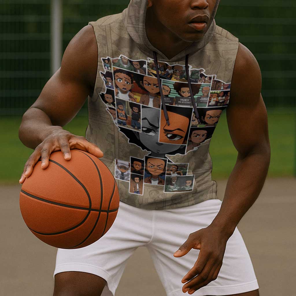 Honoring Huey Freeman - African American Sleeveless Hoodie - African Pride