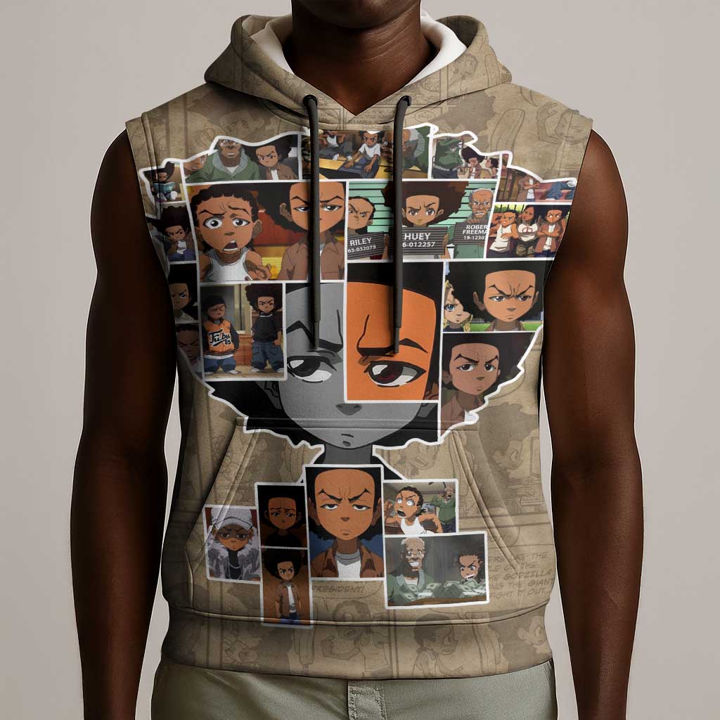 Honoring Huey Freeman - African American Sleeveless Hoodie - African Pride