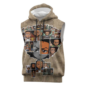 Honoring Huey Freeman - African American Sleeveless Zip Hoodie - African Pride