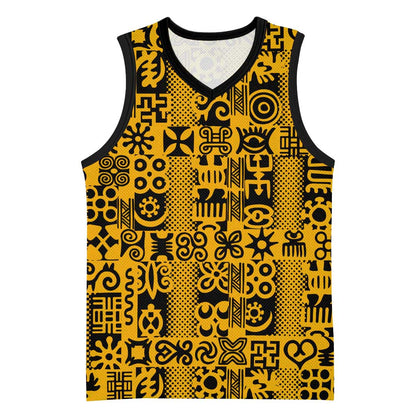 West African Yellow Art - Adinkra Culture Basketball Jersey - African Pride