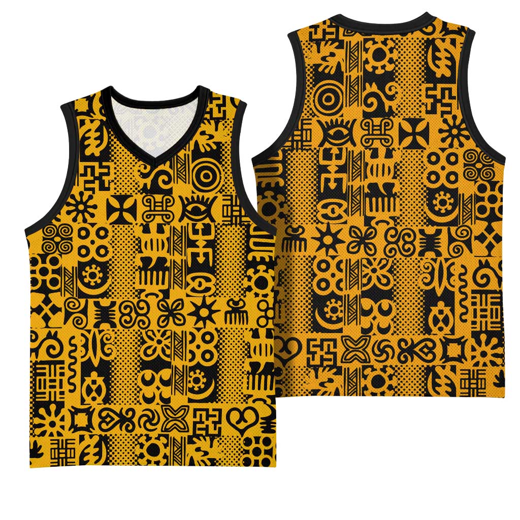 West African Yellow Art - Adinkra Culture Basketball Jersey - African Pride