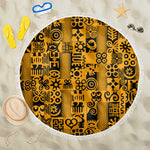 West African Yellow Art - Adinkra Culture Beach Blanket
