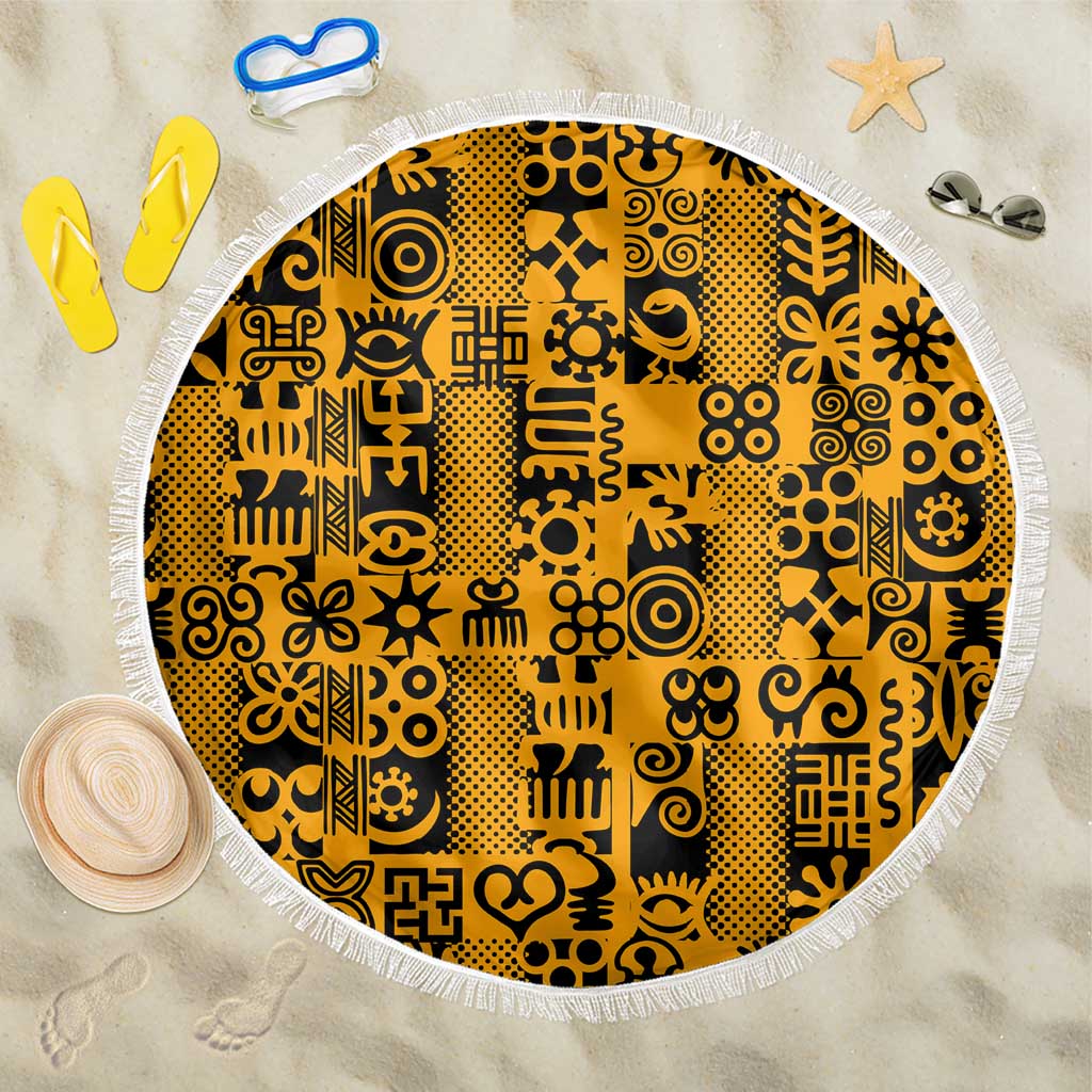 West African Yellow Art - Adinkra Culture Beach Blanket