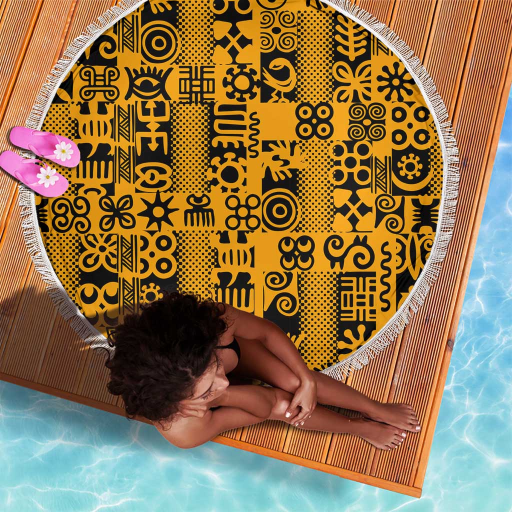West African Yellow Art - Adinkra Culture Beach Blanket