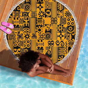 West African Yellow Art - Adinkra Culture Beach Blanket