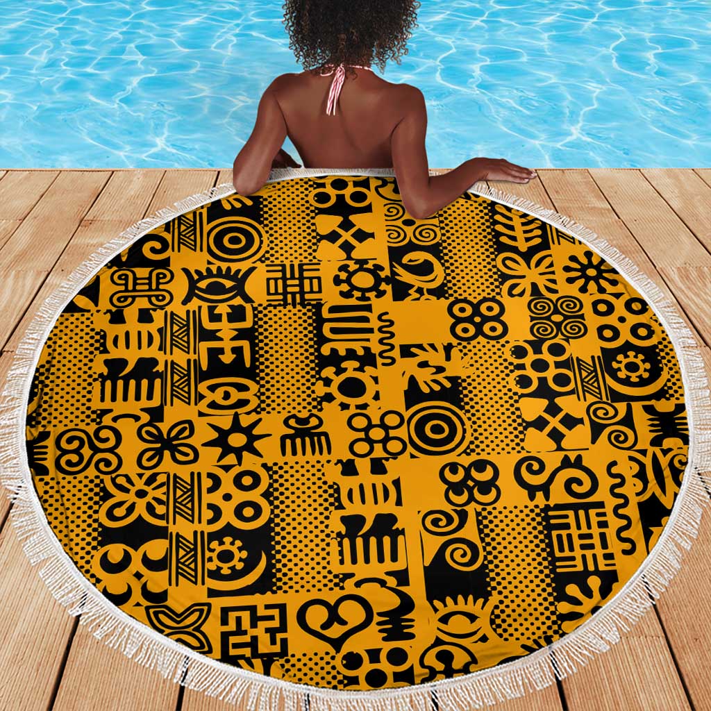 West African Yellow Art - Adinkra Culture Beach Blanket