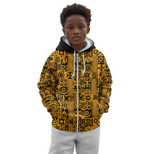 West African Yellow Art - Adinkra Culture Kid Hoodie
