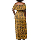 West African Yellow Art - Adinkra Culture Off Shoulder Maxi Dress