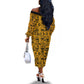 West African Yellow Art - Adinkra Culture Off The Shoulder Long Sleeve Dress