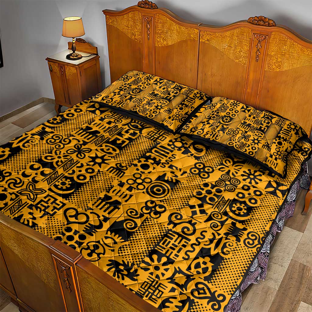 West African Yellow Art - Adinkra Culture Quilt Bed Set