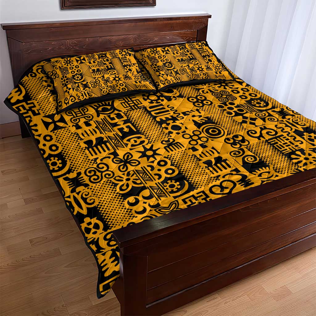 West African Yellow Art - Adinkra Culture Quilt Bed Set
