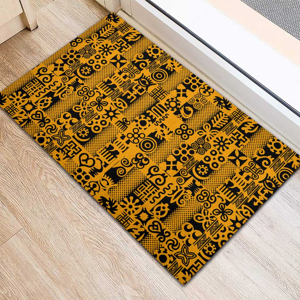 West African Yellow Art - Adinkra Culture Rubber Doormat