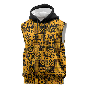 West African Yellow Art - Adinkra Culture Sleeveless Hoodie - African Pride