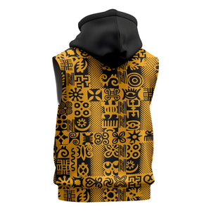 West African Yellow Art - Adinkra Culture Sleeveless Hoodie - African Pride
