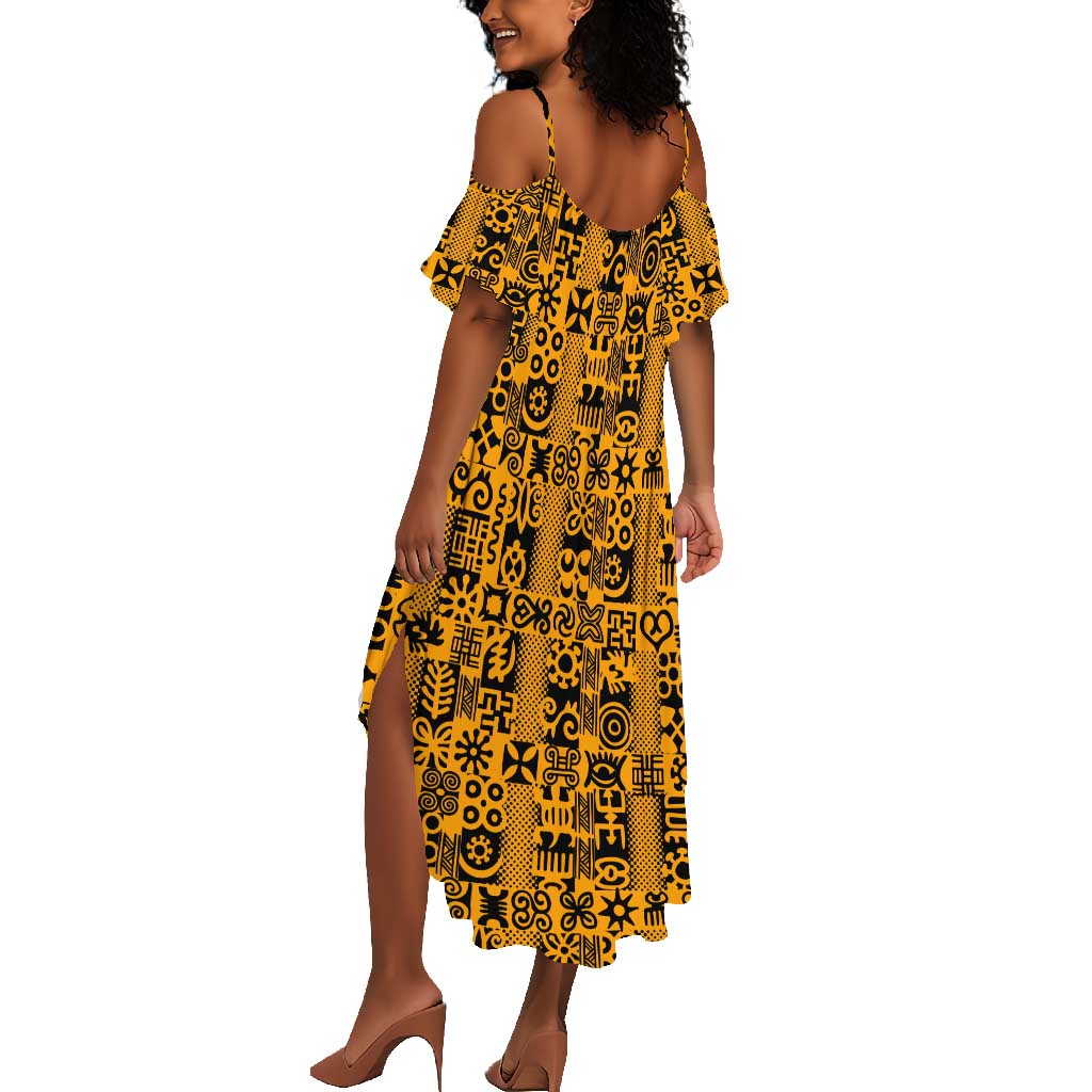 West African Yellow Art - Adinkra Culture Summer Maxi Dress