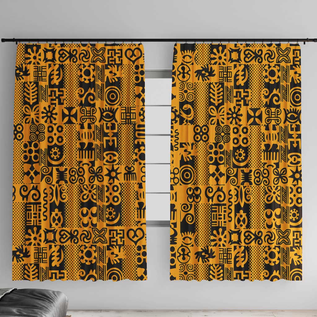 West African Yellow Art - Adinkra Culture Window Curtain