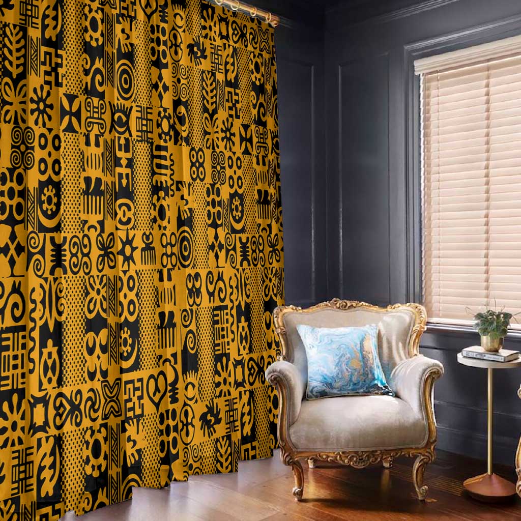West African Yellow Art - Adinkra Culture Window Curtain